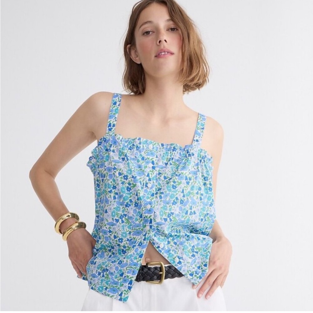 J CREW X LIBERTY LONDON FLORAL BUTTON FRONT TANK